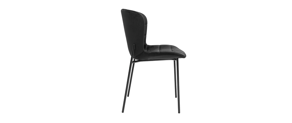 Set de 2 sillas de diseño de terciopelo negro SAIGA